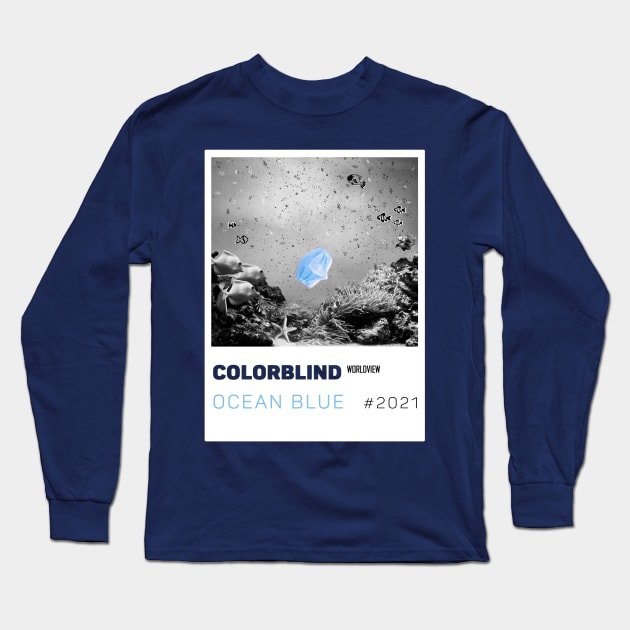OCEAN BLUE - white card  by COLORBLIND WorldView Long Sleeve T-Shirt by DREAM SIGNED Collection